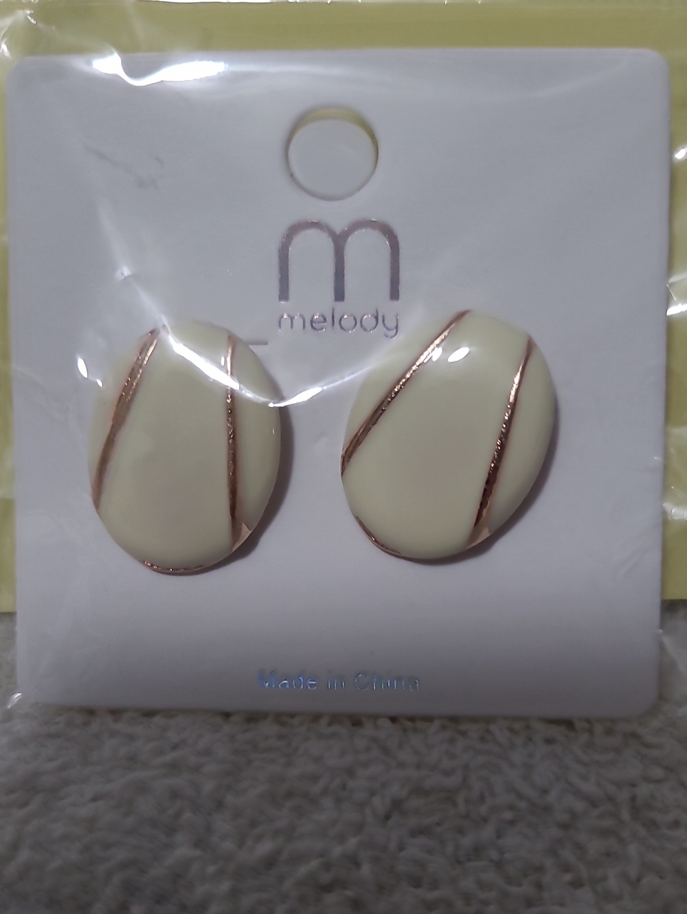 Melody Cream and Rose Gold Oval Stud Earrings